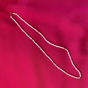 Vintage rice pearl necklace 14K clasp - 0021EU